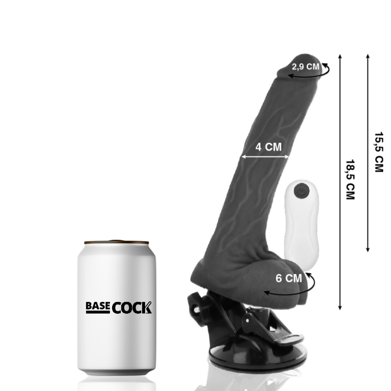 Vibrator s pomičnim zglobom, daljinskim upravljačem, crni, 18,5 cm -O- 4 cm