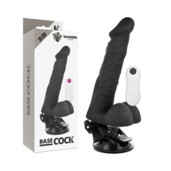 Must 20 cm pikkune ja 4,5 cm laiune liigendatud vibraator kaugjuhtimispuldiga