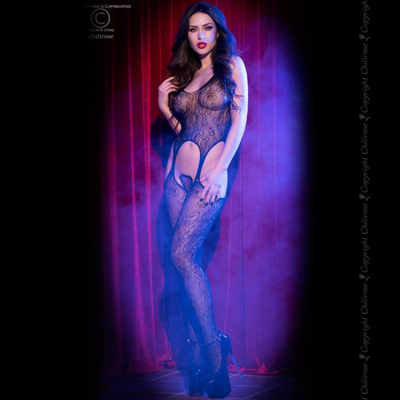 Bodystocking Cr-4055 Črna 36-38 S/M Bodystocking Cr-4055 Črna 36-38 S/M