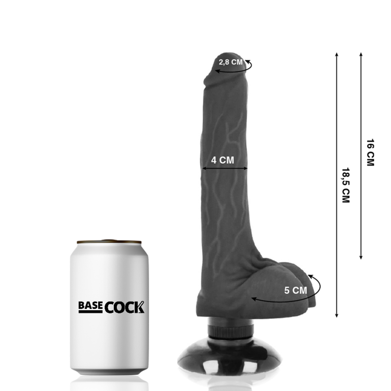 Vibreur Réaliste 2-en-1 Noir 18,5 cm -O- 4 cm