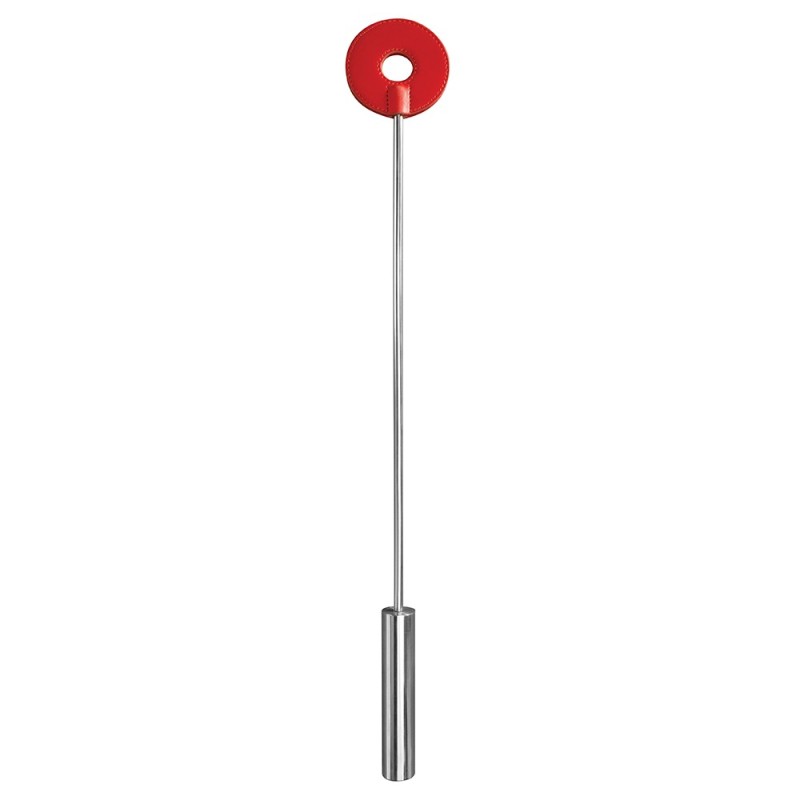 Chicote Ouch! Leather Circle Tipped Metal Crop Vermelho