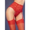 Jarretelgordel en string met kousen Cr-4718 Rood Chilirose 40 L
