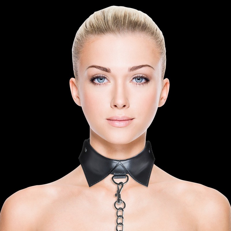 Kakla siksna ar pavadu Ouch! Exclusive Collar With Leash Melna