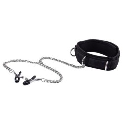 Collier De Veclro Avec Pinces À Tétons Ouch! Noir