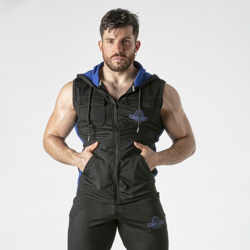 Gilet con cappuccio blu Locker Gear 44 XXL