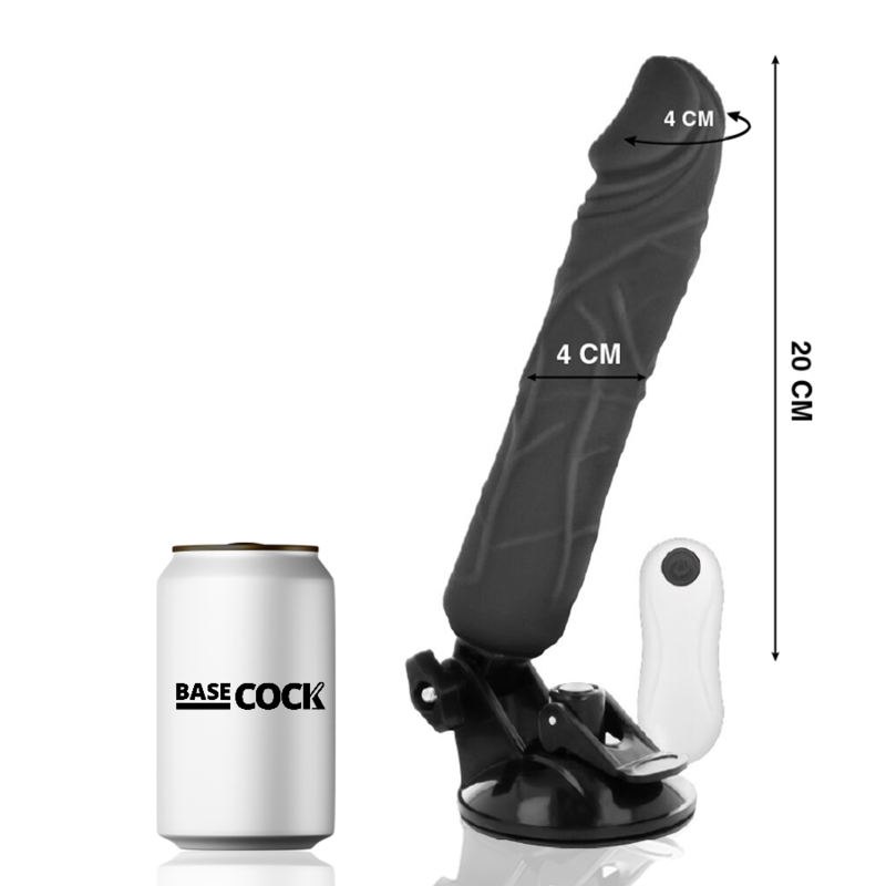 Vibrator Realistic cu Telecomandă Negru 20 Cm -O- 4 Cm