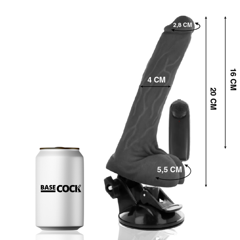Realistični Vibrator s Daljinskim Upravljanjem Crni s Testisima 20 Cm -O- 4 Cm
