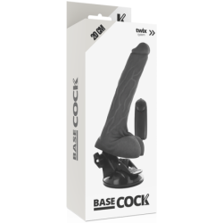 Realistični Vibrator s Daljinskim Upravljanjem Crni s Testisima 20 Cm -O- 4 Cm