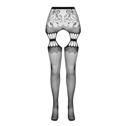 Strømper med Strømpebåndseffekt S027 Sort Erotic Line Passion