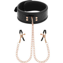 Black Edition Coleira Com Correntes E Clipes de Mamilo Com Forro de Neoprene