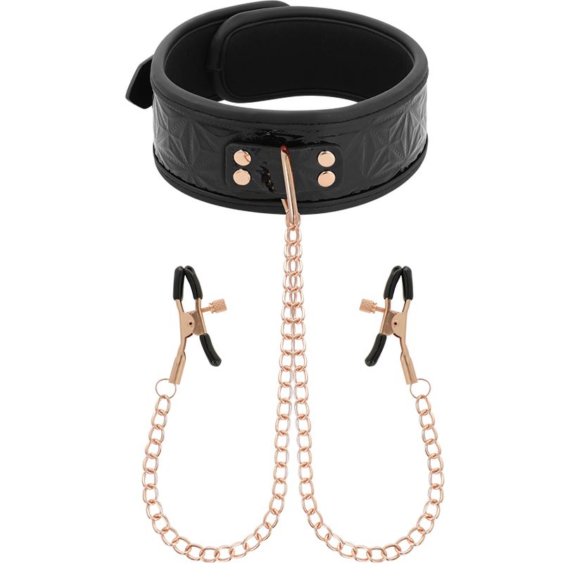 Black Edition Coleira Com Correntes E Clipes de Mamilo Com Forro de Neoprene