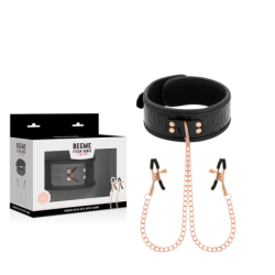 Collier Black Edition Avec Chaînes Et Pinces À Tétons Doublées Néoprène