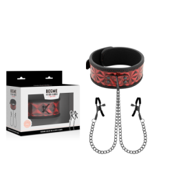 Red Edition Coleira Com Correntes E Clipes de Mamilo Com Forro de Neoprene