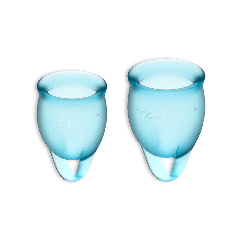 Ensemble De 2 Coupes Menstruelles Feel Confident Satisfyer Bleu Clair