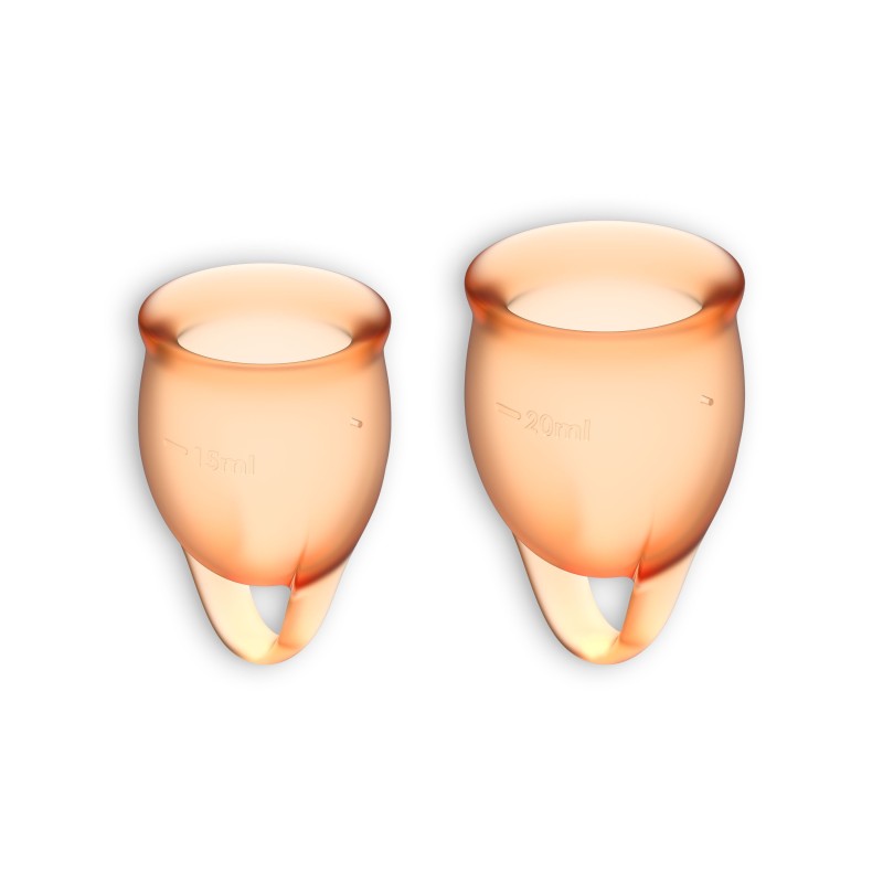 Dvi menstruacinių taurelių rinkinys Feel Confident Satisfyer oranžinis