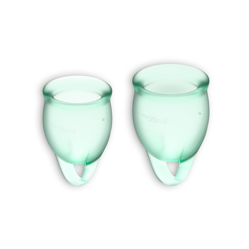 Set de 2 Copes Menstruals Feel Confident Satisfyer Verd Clar