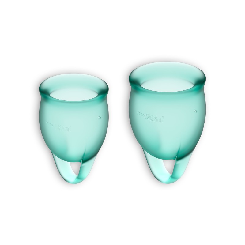 Set de 2 Copes Menstruals Feel Confident Satisfyer Verd Fosc