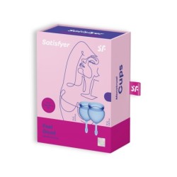 2 „Satisfyer Feel Good“ menstruacinių taurelių rinkinys, tamsiai mėlynos spalvos