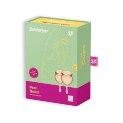2 „Satisfyer Feel Good“ menstruacinių taurelių rinkinys, oranžinės spalvos
