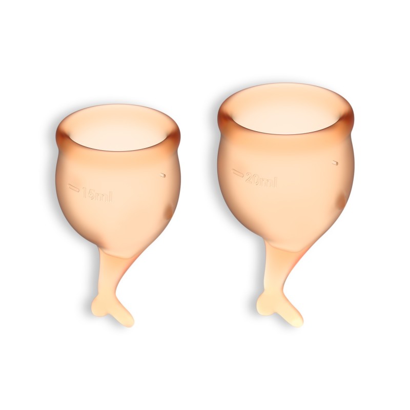 2 „Satisfyer Feel Secure“ oranžinės spalvos menstruacinių taurelių rinkinys