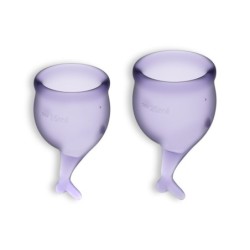 2 „Satisfyer Feel Secure“ menstruacinių taurelių rinkinys, violetinės spalvos