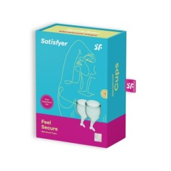 2 „Satisfyer Feel Secure“ tamsiai žalios spalvos menstruacinių taurelių rinkinys