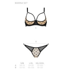 2-delige Set Open Beha Marine Beige Devil Collection Passion 40-42 L/XL