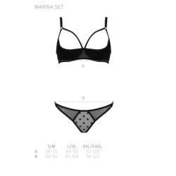 2-delige Set Open Beha Marine Zwart Devil Collection Passion 36-38 S/M