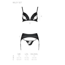 Komplet 3-delni Miley Črna Passion 40-42 L/XL