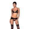 Set di 3 Pezzi Miley Nero Passion 36-38 S/M