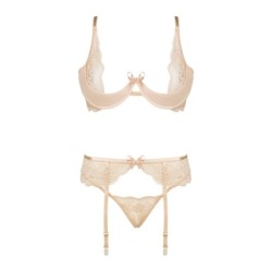 3-częściowy Zestaw Rose Nude Beauty Night Fashion 36-38 S/M