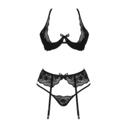 Set di 3 Pezzi Rose Nero Beauty Night Fashion 40-42 L/XL