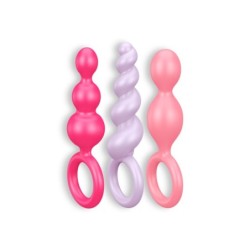 3 spalvų „Satisfyer Booty Call“ analinių kaiščių rinkinys