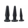 3 dalių analinių kaištelių rinkinys "Timeless Anal Plugs" juodos spalvos