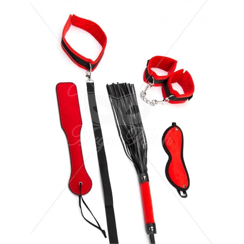 5-osainen punainen Bondage Set Argus Toys -setti