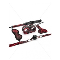 5-osainen Red Leopard Bondage Set Argus Toys -setti
