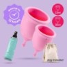 Menstruacinės Taurės Minerva S + L Su Maišeliu Ir Žaislų Valikliu 150 Ml Crushious