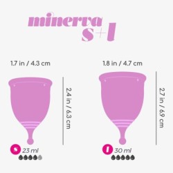 Minerva Menstruationstassen S + L mit Beutel und Spielzeugreiniger 150 ml Crushious