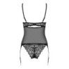 Korsett und Slip Contica Obsessive Schwarz 36-38 S/M