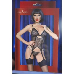Corset și Tanga Cr-4475 Negru 42 XL