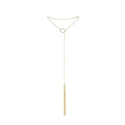 Bijoux - Magnífico Colar Metálico Com Franjas Dourado