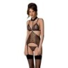 Zwarte Dominica Corset & String Devil Collection Passion 40-42 L/XL