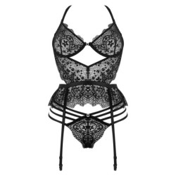 Korsetas ir Stringai Lace Temptation Juodas Beauty Night Fashion 44-46 XXL/3XL