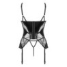 Korset og G-streng Leonela Sort Beauty Night Fashion 36-38 S/M