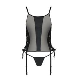 Corset Et String Malwia Noir Taille Queen Passion 48-50 4XL/5XL