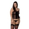 Zwarte Malwia Corset & String Queen Size Passion 52-54 6XL/7XL