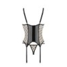 Corset Et String Marine Beige Devil Collection Passion 40-42 L/XL