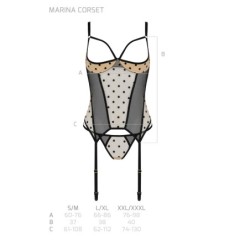 Corset Et String Marine Beige Devil Collection Passion 40-42 L/XL