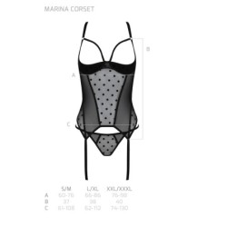 Black Marina Corset & Thong Devil Collection Passion 36-38 S/M