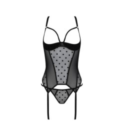 Marine Schwarzes Korsett und Tanga Devil Collection Passion 44-46 XXL/3XL